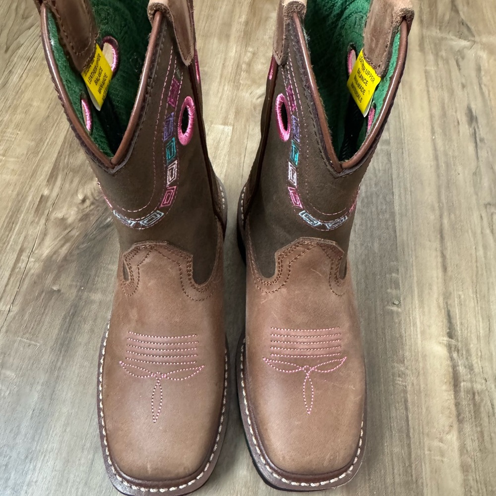 John Deere Kids Brown and Pink Boots